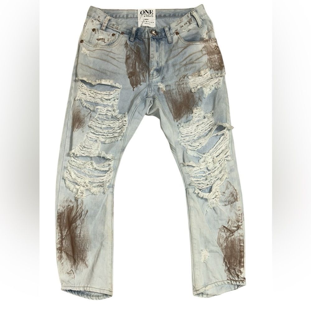 One Teaspoon Distressed Paint Splatter Jeans(Size 26)